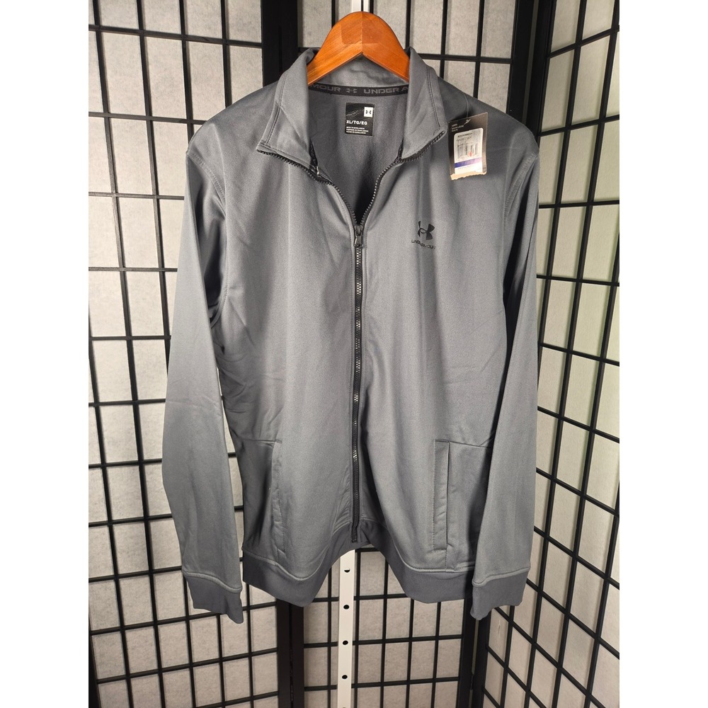 Under Armour Mens Full Zip Sport Style Tricot Jacket Gray Athletic XL New